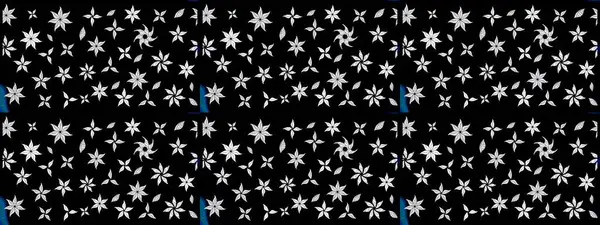 Siyah renkli çiçekler. Raster illüstrasyonu. El çizimi çiçekli soyut çizim deseni.