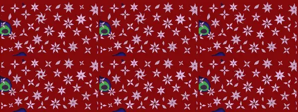 Raster illüstrasyonu. Kırmızı renkte karalamalı çiçek deseni çiz.