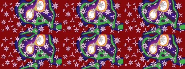 Çizim çiçek deseni duvar kâğıdı olarak kullanılabilir. Raster illüstrasyonu. Kırmızı renkte çiçekler.