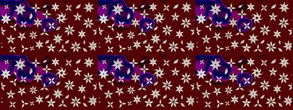 Güzel kumaş deseni. Kırmızı renklerde. Raster illüstrasyonundaki çiçek desenli çizim. Raster illüstrasyonu.