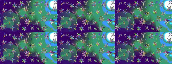 Çizim çiçek deseni duvar kâğıdı olarak kullanılabilir. Raster illüstrasyonu. Mavi renkte çiçekler.