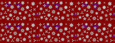 Suluboya, elle çizilmiş. Raster - stok. Vadinin çiçekleri kırmızı renklerde. Taslak arkaplan deseni.