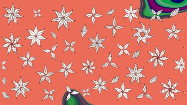 Çiçekleri, deniz kabukları, mandalaları ve suluboya efektleriyle donanma geçmişi. Yatak çarşafları, ceket, paket tasarımı, kumaş ve moda kavramları için tekstil baskısı. Çizim kalıbı etnik tasarım.