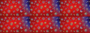 Raster suluboya çiçek deseni, narin çiçekler, kırmızı çiçekler, tebrik kartı şablonu. Raster Güzel kumaş deseni.