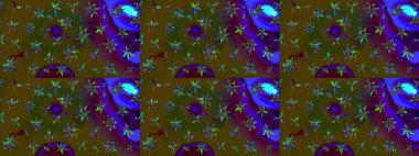 Raster illüstrasyonu. Çiçek desenli çizim. Kahverengi renkli Asyalı tekstil.