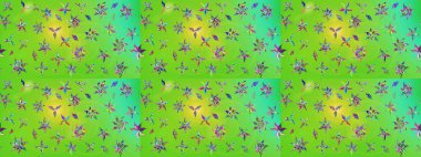 Yeşil renkli çiçekler. Raster illüstrasyonu. Çiçekli çiçek deseni, suluboya. Renkli Bahar Teması eskiz kalıbı. Düz Çiçek Elementleri Tasarımı.