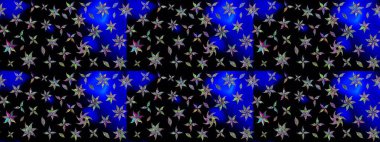 Nazik, yaz çiçekleri siyah renklerde. Çiçekli karalama şeklinde Raster çiçek deseni. Raster illüstrasyonu.