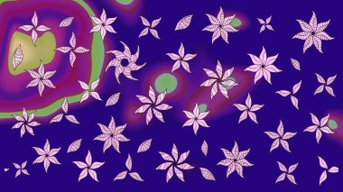 Düz Çiçek Elementleri Tasarımı. Sketch Colour Spring Theme eskiz kalıbı. Mavi renkli çiçekler. Sevimli çiçek raster deseni.