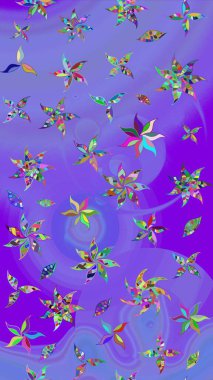 Çiçekli karalama şeklinde Raster çiçek deseni. Nazikçe, güzel çiçek arkaplanı. Mor renkte çiçekler.