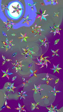 Zarif, parlak ve mor çiçek desenli eskiz. Sabıka fotoğraflarında, bebek kıyafetlerinde, duvar kâğıtlarında, paket kutularında falan kullanılabilir. Raster..