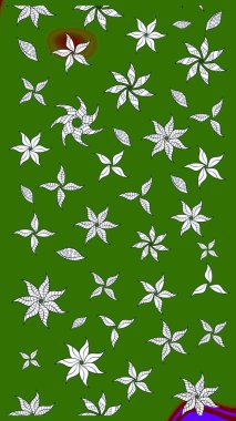 Eskiz arkaplan modeli. Yeşil yapraklı yabani çiçekler. Suluboya, elle çizilmiş. Raster illüstrasyonu.