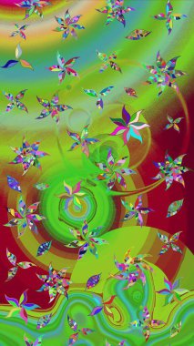 Küçük çiçekteki sevimli çiçek deseni. Yeşil renkte çiçekler.