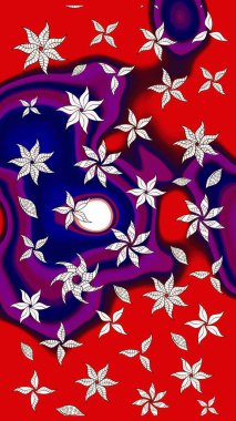 Çiçek desenli eskiz, darbeler, sıçramalar, yaz çiçekleri. Kırmızı renkte çiçekler. Raster illüstrasyonu.