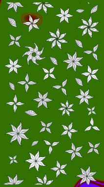 Eskiz arkaplan modeli. Yeşil yapraklı yabani çiçekler. Suluboya, elle çizilmiş. Raster illüstrasyonu.