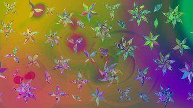 Vadinin yeşil renkli çiçekleri. Çiçeksel çizim kalıbının çizimi.