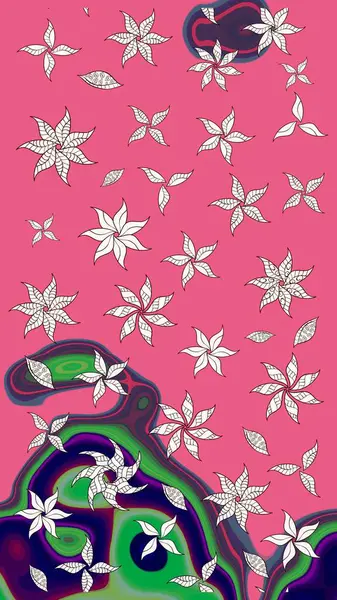 Sketch Floral Pattern in Raster illustration. Fancy fabric pattern. Colour Spring Theme sketch pattern Background. Flat Flower Elements Design.