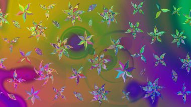 Yeşil renkli çiçekler. Çiçekli karalama şeklinde Raster çiçek deseni. Yumuşak, bahar çiçekli arka plan.