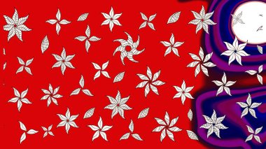 Sevimli çiçek raster deseni. Modaya uygun kumaş deseni. Düz Çiçek Elementleri Tasarımı. Renkli Yaz Teması çizim şablonu.