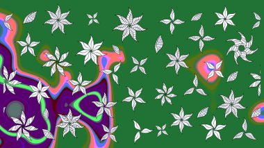 Zarif, parlak ve yeşil çiçek desenli bir taslak. Sabıka baskıları, bebek kıyafetleri, duvar kâğıtları, paket kutuları vb..