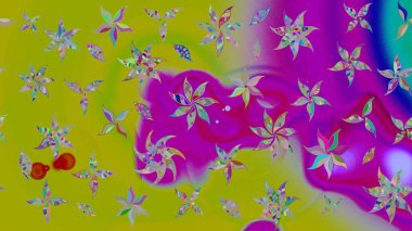 Yeşil renklerde. Raster illüstrasyonu. Çiçek buketleriyle klasik tarzda eskiz deseni.