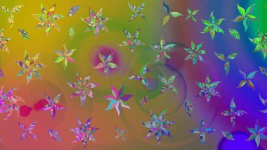 Düz Çiçek Elementleri Tasarımı. Renkli Bahar Teması eskiz kalıbı. Yeşil renkli çiçekler. Güzel çiçek deseni..