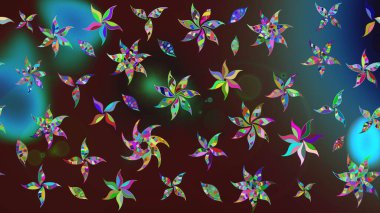 Raster deseni. Bahar çiçekleriyle desen dalla, kahverengi renklerle çiçek siluetiyle.