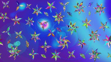 Raster Illustrasyon 'daki Çiçek Deseni' nin son moda çizimi. Güzel kumaş deseni. Renkli Yaz Temalı eskiz kalıbı. Düz Çiçek Elementleri Tasarımı.