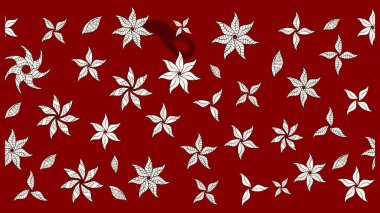 El çizimi. Çiçekli, yapraklı, çiçek desenli eskiz. Raster illüstrasyonu.