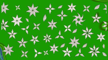 Yeşil renkli çiçekler. Raster illüstrasyonu. Raster illüstrasyonu. Asya tekstil tarzında. Çiçek desenini çiz.