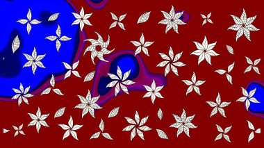 Raster illüstrasyonu. Kırmızı renkte çiçekler. Çizim çiçek deseni duvar kağıdı için kullanılabilir.