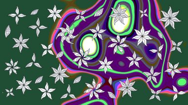 Raster suluboya çiçek deseni, narin çiçekler, yeşil çiçekler, tebrik kartı şablonu. Güzel kumaş deseni.