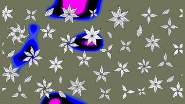 Raster illüstrasyonundaki çiçek desenli çizim. Yeşil renkte çiçekler.