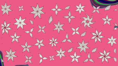 Raster illüstrasyonundaki çiçek desenli çizim. Pembe renkte çiçekler.