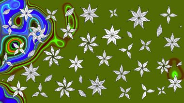 Manzaralı çiçek deseni. Çiçek kompozisyonu, el boyası, hassas şablon. Üst manzara, yumuşak yeşil renk tarzı. Sevgililer günü ve tebrik kartı konsepti için şık bir davet.