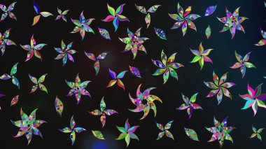 Raster illüstrasyonundaki çiçek desenli çizim. Gri renkli çiçekler.