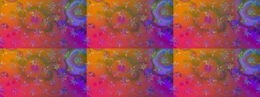 Kahverengi arka planda. Elle çizilmiş çiçek desenli Raster çizimi. Çocuksu tasarım. Tekstil, kumaş, ambalaj, hatıra defteri için güzel çiçek arkaplanı..