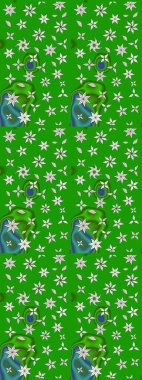 Raster illüstrasyonundaki çiçek desenli çizim. Suluboya tarzında yeşil renkte çiçekler.