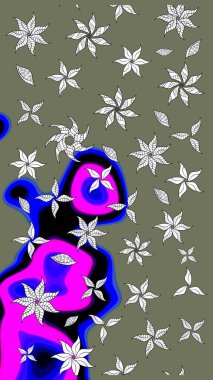 Robot resim. Raster illüstrasyonu. Küçük çiçekte sevimli çiçek deseni var..