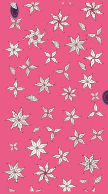 Süslü kumaş deseni. Renkli Bahar Teması eskiz kalıbı. Raster illüstrasyonundaki çiçek desenli çizim. Düz Çiçek Elementleri Tasarımı.