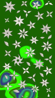 Yeşil renkli çiçekler. Düz Çiçek Elementleri Tasarımı. Çiçekli eskiz çizimi. Renkli Yaz Teması çizim şablonu.