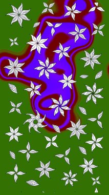 Kumaş desenli papatya çiçeği detayı. Yeşil renkte çiçekler.