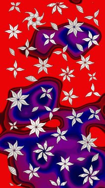 Raster illüstrasyonundaki çiçek desenli çizim. Renkli Bahar Teması eskiz kalıbı. Düz Çiçek Elementleri Tasarımı. Süslü kumaş deseni.