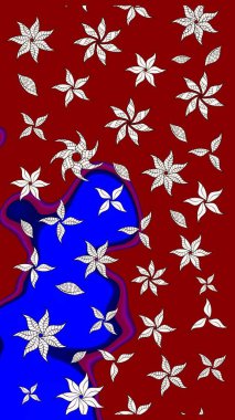 Raster illüstrasyonu. Kırmızı renkte kırmızı papatya deseni. Kırmızı renklerde.