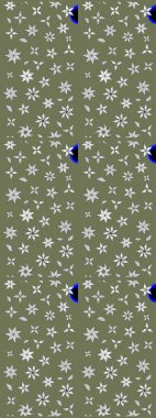 Sevimli çiçek raster deseni. Yeşil renkli çiçekler. Renkli Yaz Temalı eskiz kalıbı. Düz Çiçek Elementleri Tasarımı.