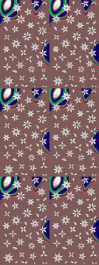 Robot resim. Şirin çiçek elementleri. Kahverengi renkli çiçekler. Raster illüstrasyonu.