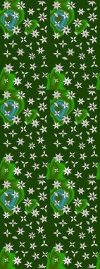 Klasik taslak çizimi. Raster çiçek izi. Çiçek yeşili çizim deseni.