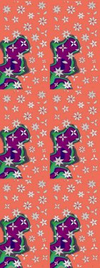 Hediye ambalaj kağıdı, tebrik kartları, posterler ve pankart tasarımı. Raster düz çiçek çizim deseni. Turuncu renkte çiçekler.