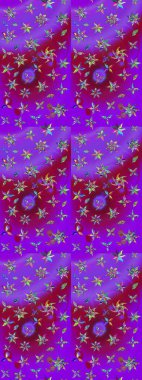 Raster illüstrasyonundaki çiçek desenli çizim. Mor renkte çiçekler.