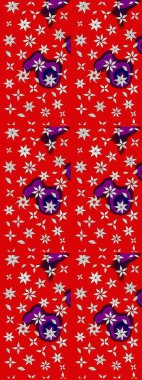 Raster illüstrasyonu. Düz Çiçek Elementleri Tasarımı. Güzel kumaş deseni. Renkli Bahar Teması eskiz kalıbı. Asya tekstil tarzında. Çiçek desenini çiz.