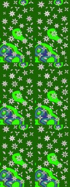 Çiçekli karalama şeklinde Raster çiçek deseni. Yeşil renkli çiçekler. Nazik, narin çiçek arkaplanı.